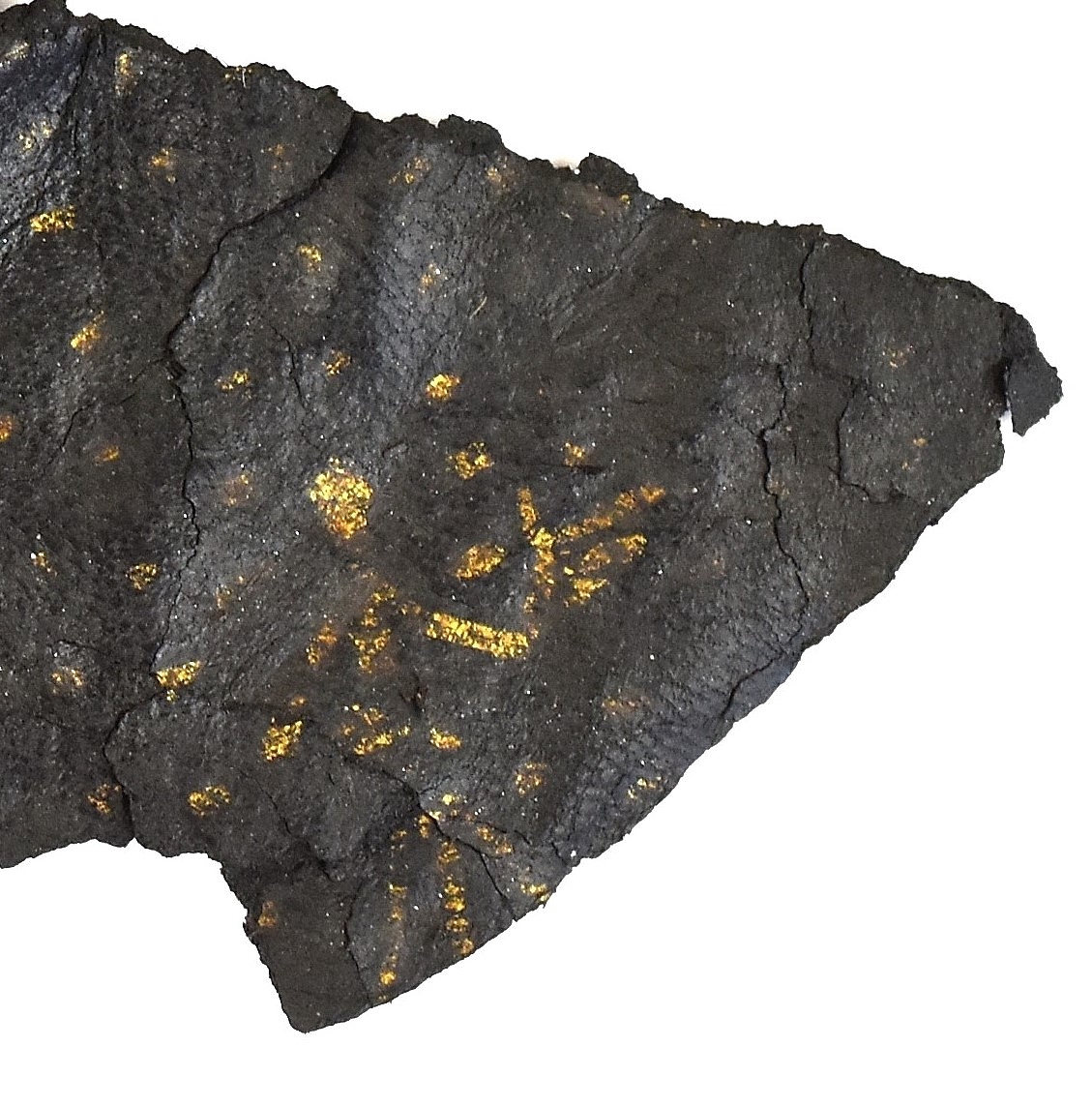 Upper part of leather shoe with gold decoration